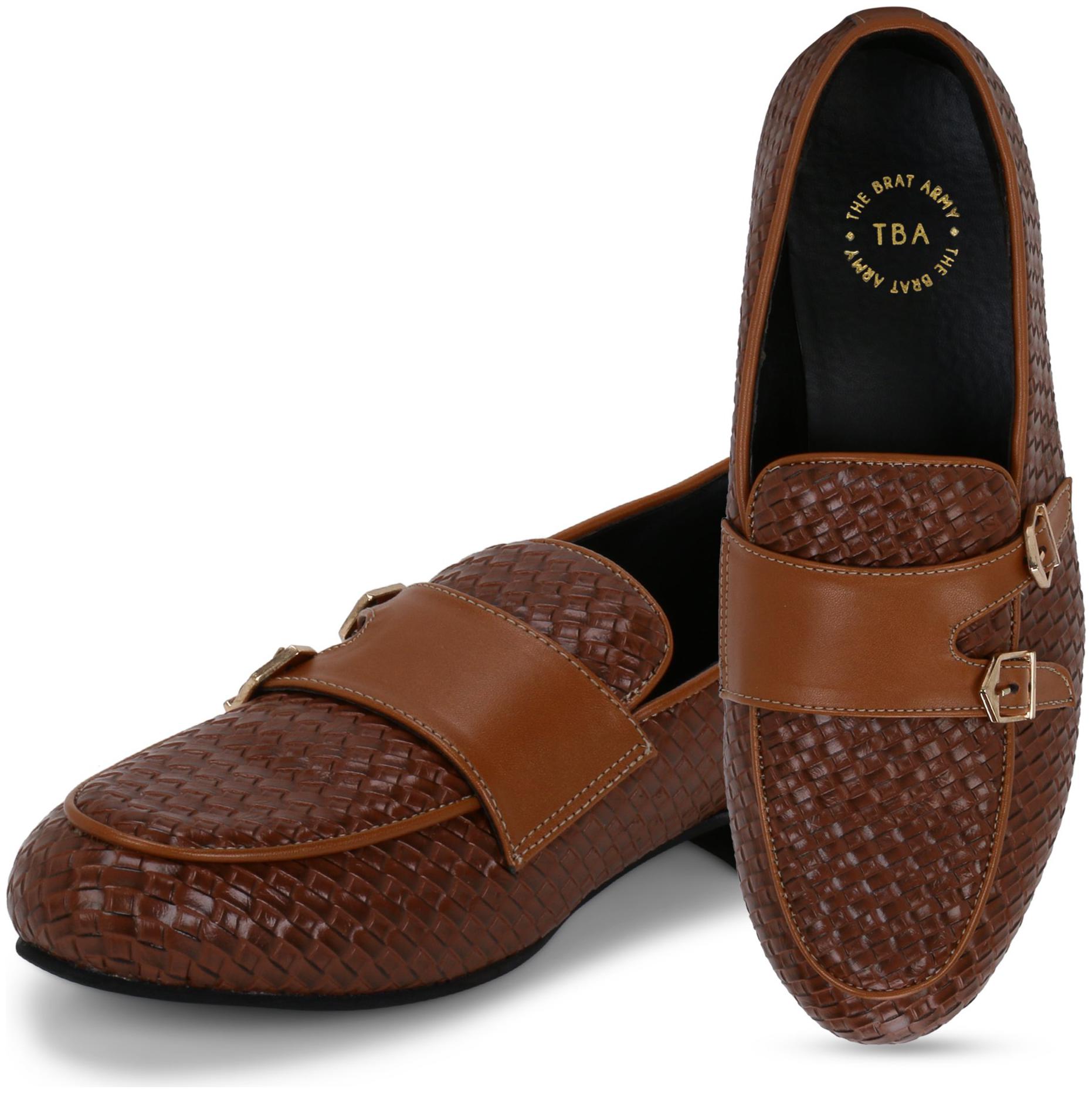 

THE BRAT ARMY Men Tan Loafers - BELLO BRAIDED TAN 11
