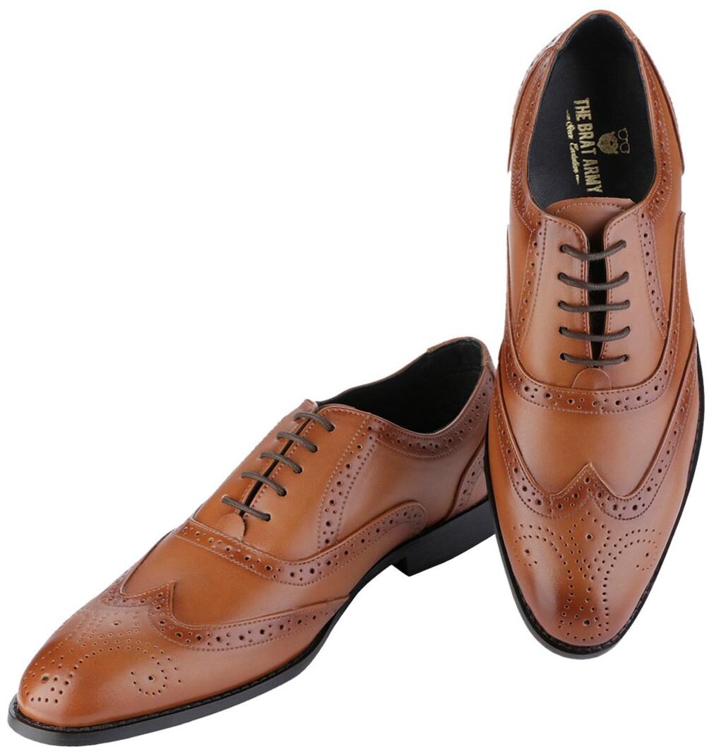 

THE BRAT ARMY Men Tan Brogues Formal Shoes - BLOCKLEY TAN 7