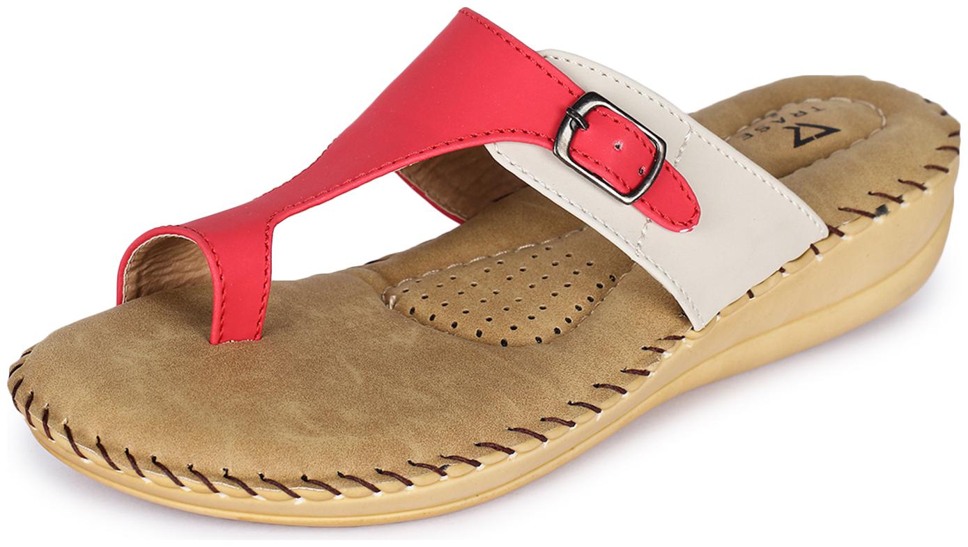 

TRASE Dr - Plus II Cream Red Ortho Slippers for Women (with Comfortable Doctor Sole)-9 UK