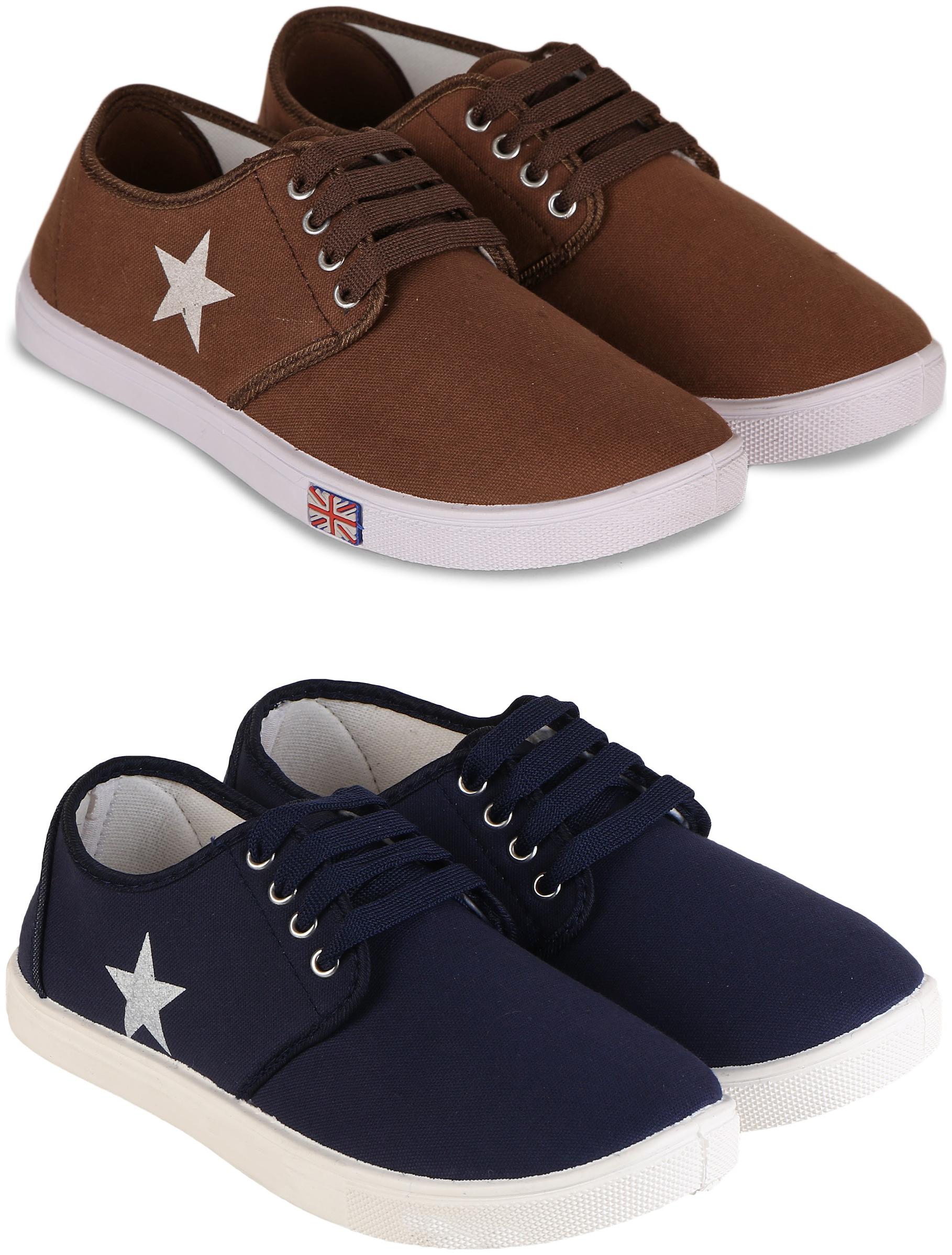 

TREADFIT Stylish pack of 2 Casual Shoes Men Brown Blue Sneakers