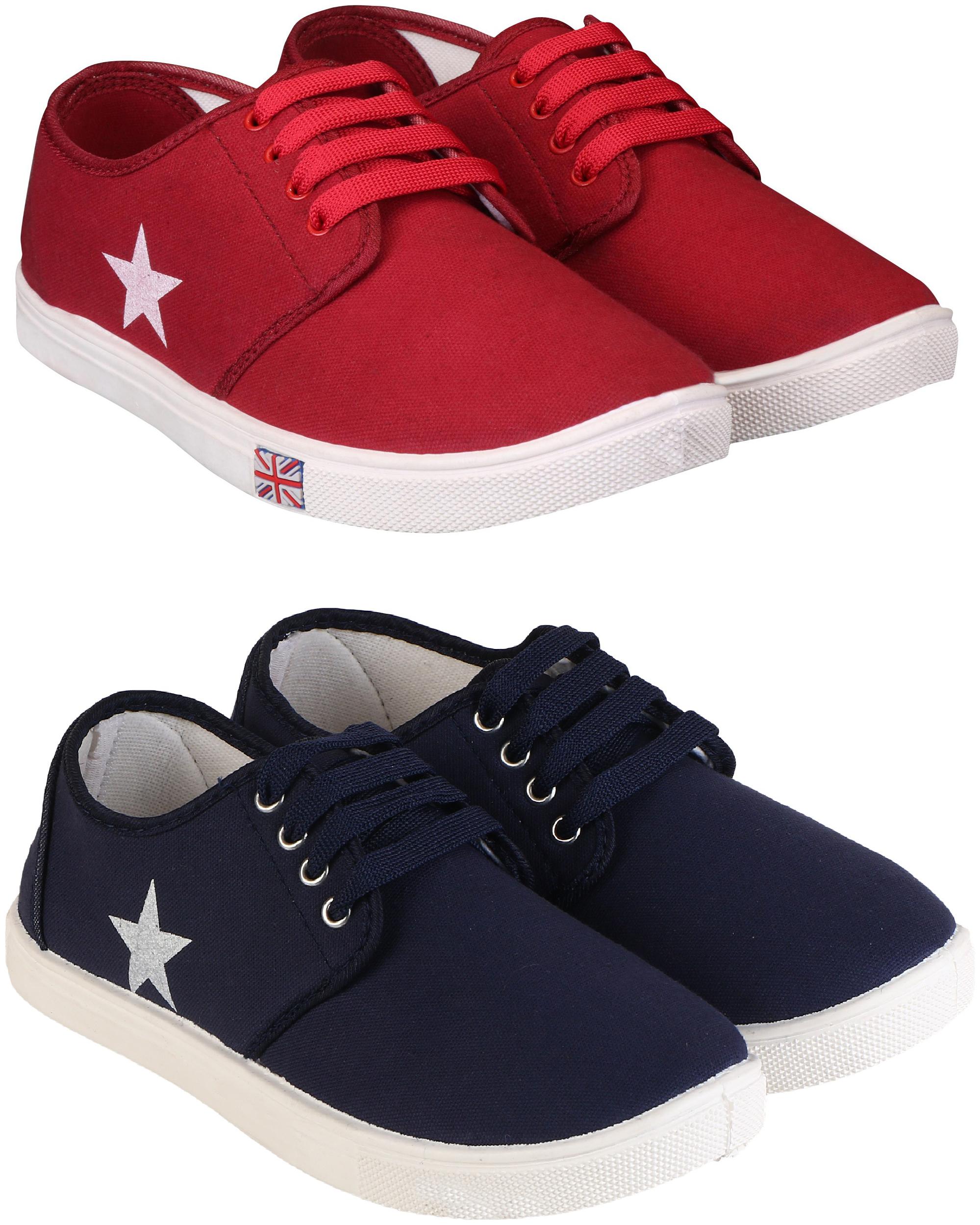 

TREADFIT Stylish pack of 2 Casual Shoes Men Red Navy Blue Classic Sneakers - Tdc0027 tdc0061