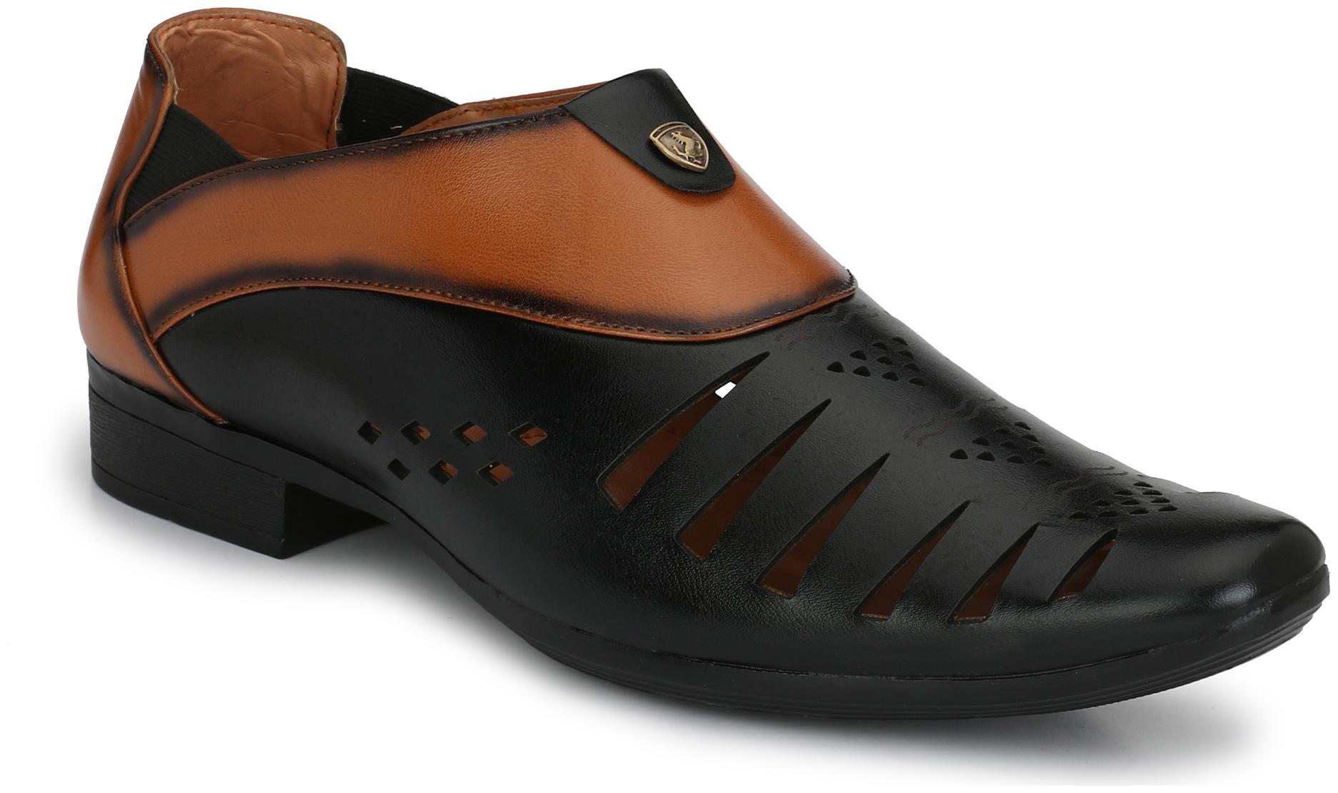 

Trendigo Synthetic Leather Black Brown Sandals