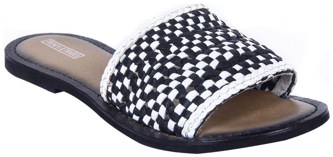 

Trends Trades Womens Hand-Woven Laser Cut Genuine Black Leather Flats