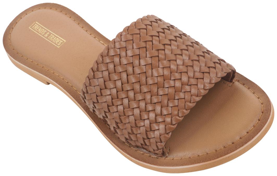 

Trends Trades Womens Hand-Woven Genuine Tan Leather Flats