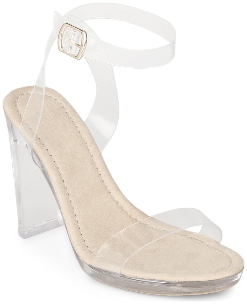 

Truffle Collection Nude Micro Clear High Block Heels