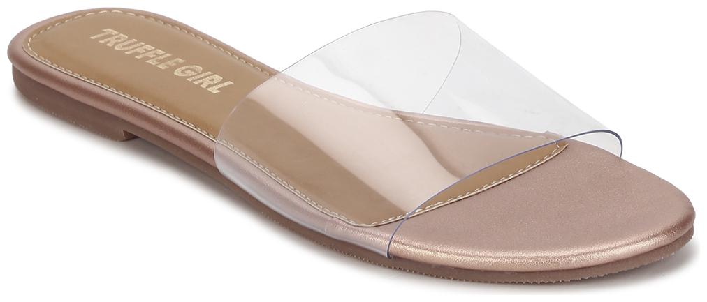 

Truffle Collection Rose Gold PU Flat Perspex Sandals
