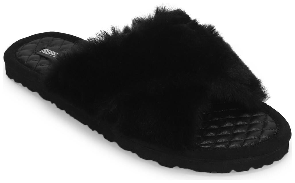 

Truffle Collection Black Fuzzy Fur Slippers