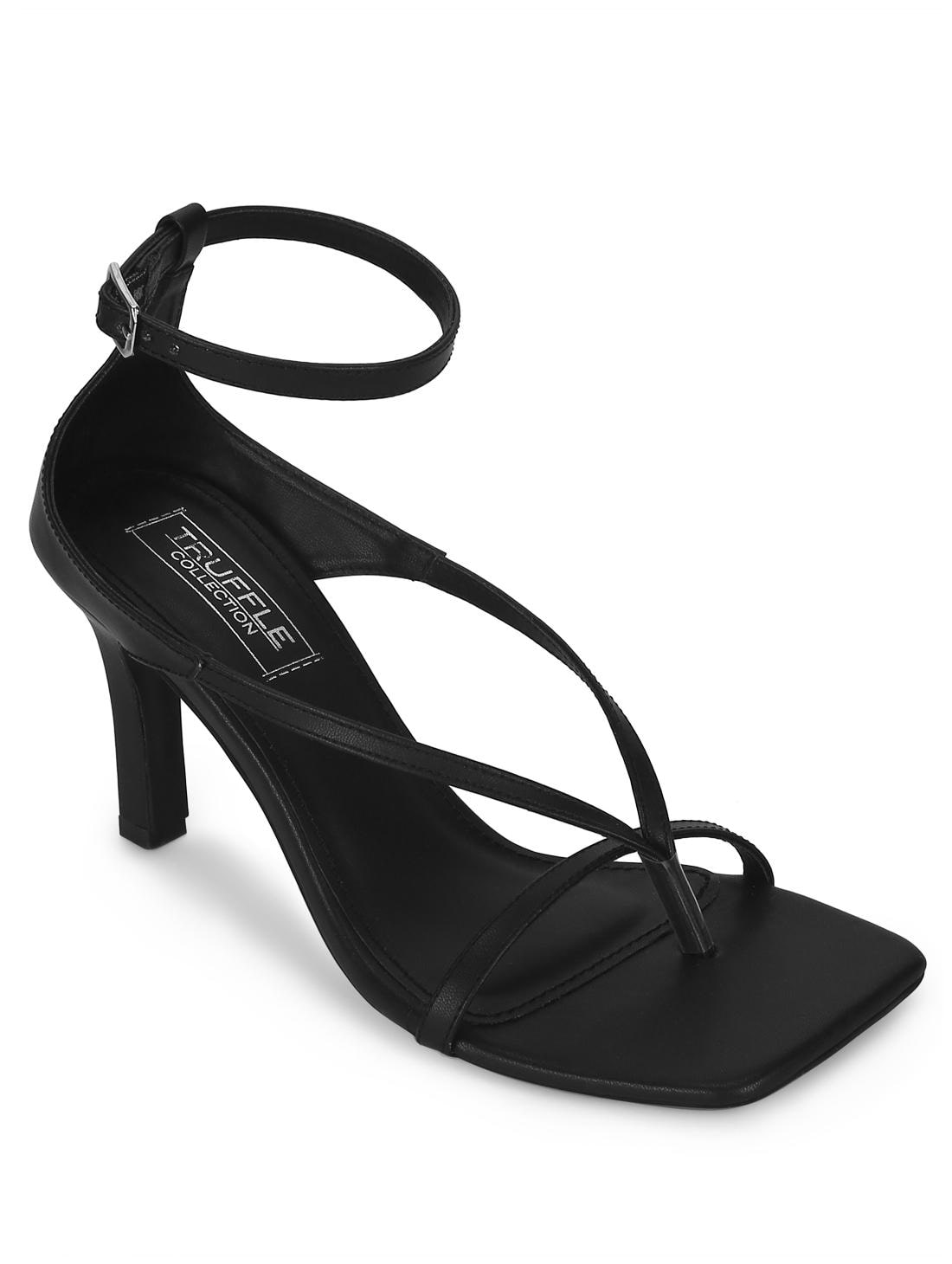 

Truffle Collection Black PU Pointed Heel Strappy Stilettos