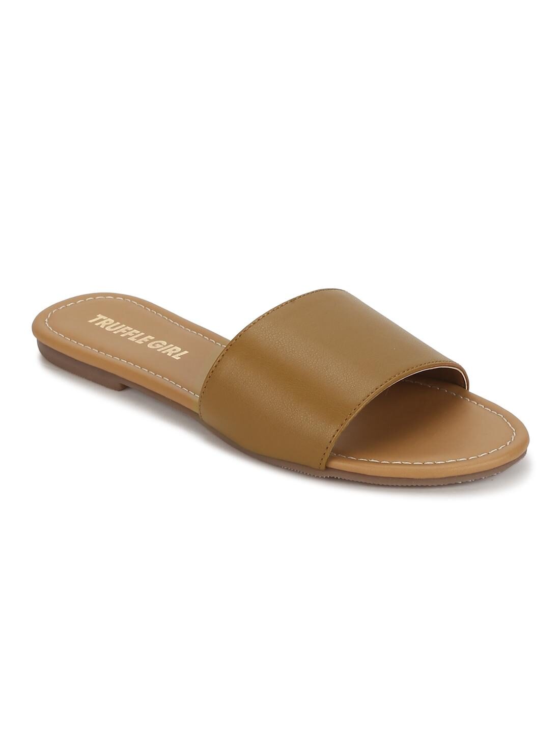 

Truffle Collection Camel PU Slide on Flat Sandals