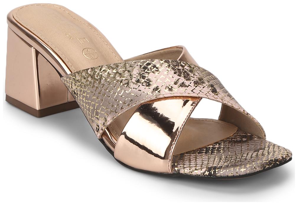 

Truffle Collection Rose Gold PU Crossover Mules