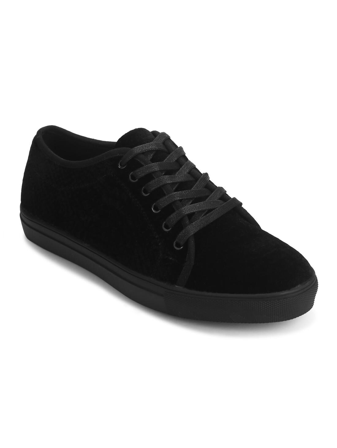 

Truffle Collection Black Velvet Lace Up Men Creepers