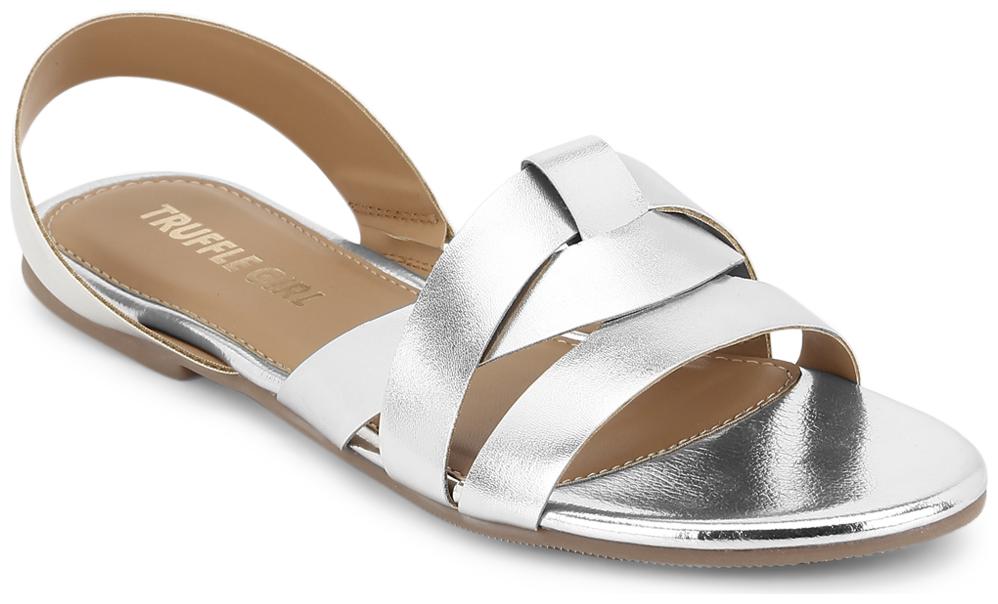 

Truffle Collection Silver PU Back Strap Flat Sandals