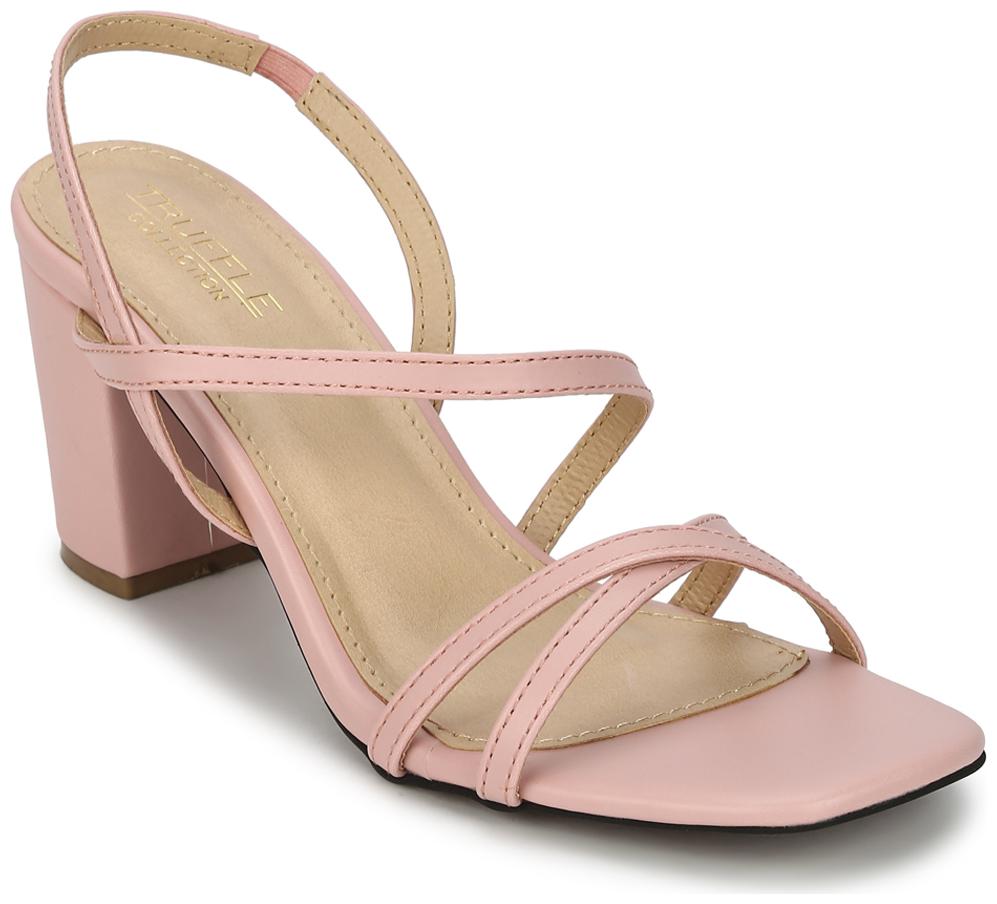 

Truffle Collection Nude PU Crossover Strap Block Heel Sandals