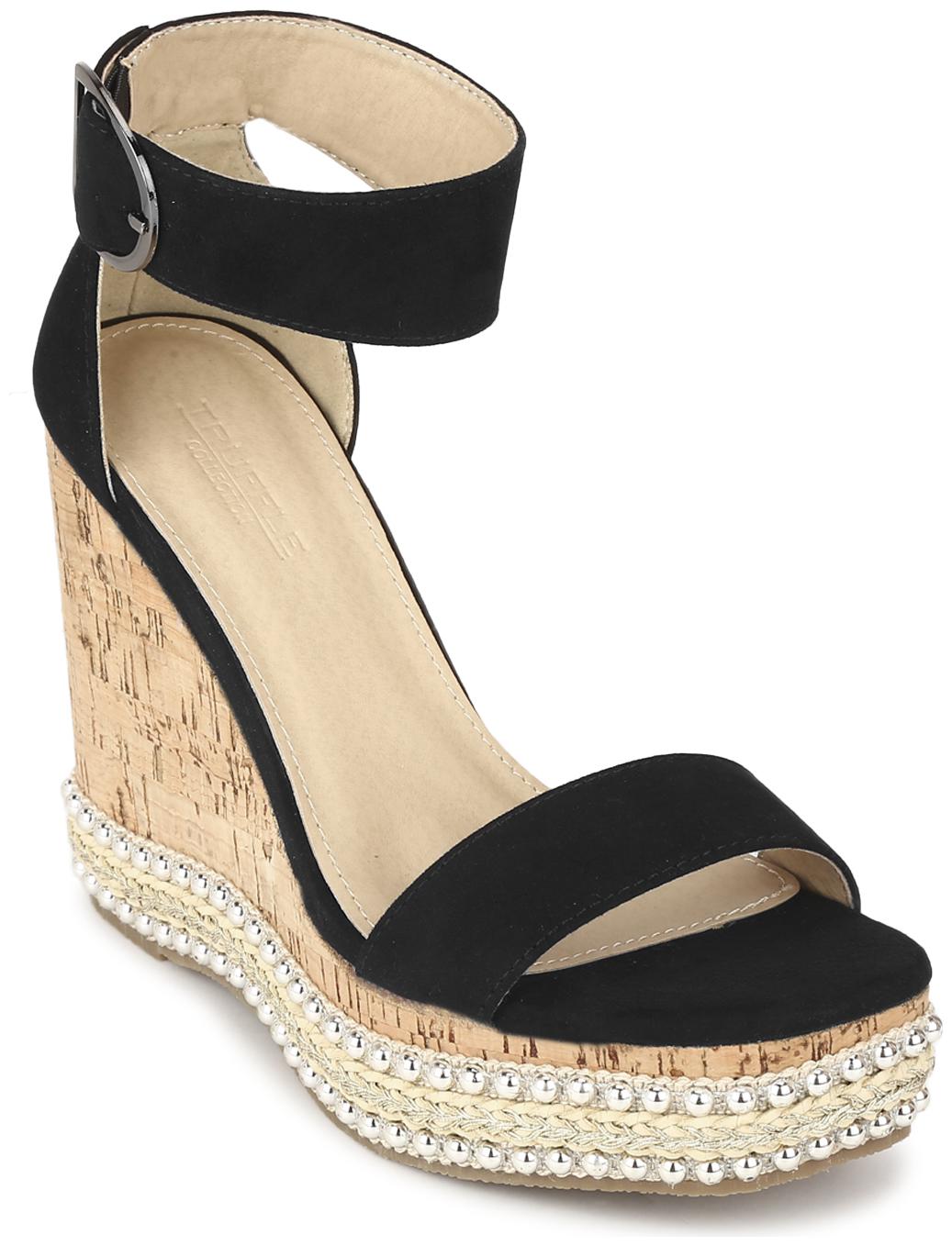 

Truffle Collection Black Micro Embellished Wedges