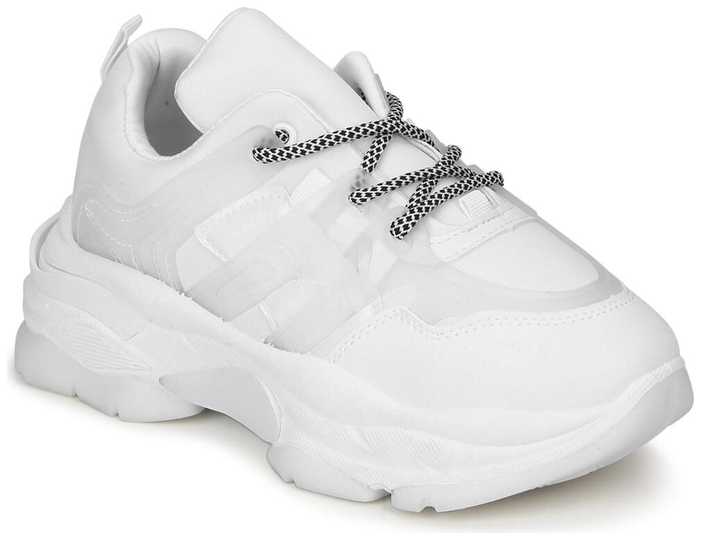 

Truffle Collection White PU Lace-Up Chunky Sneakers
