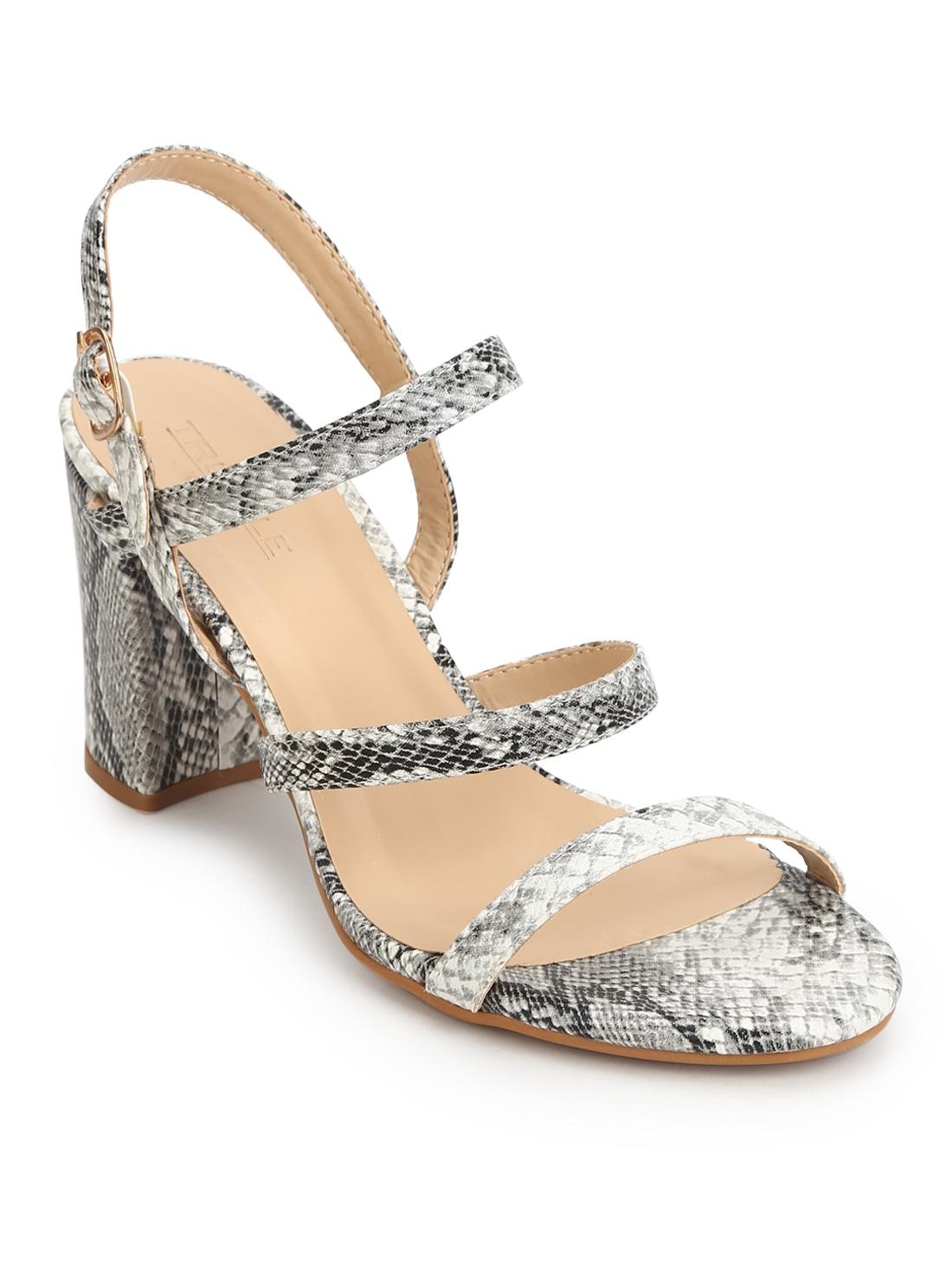 

Truffle Collection Beige Snake Pu High Block Heels