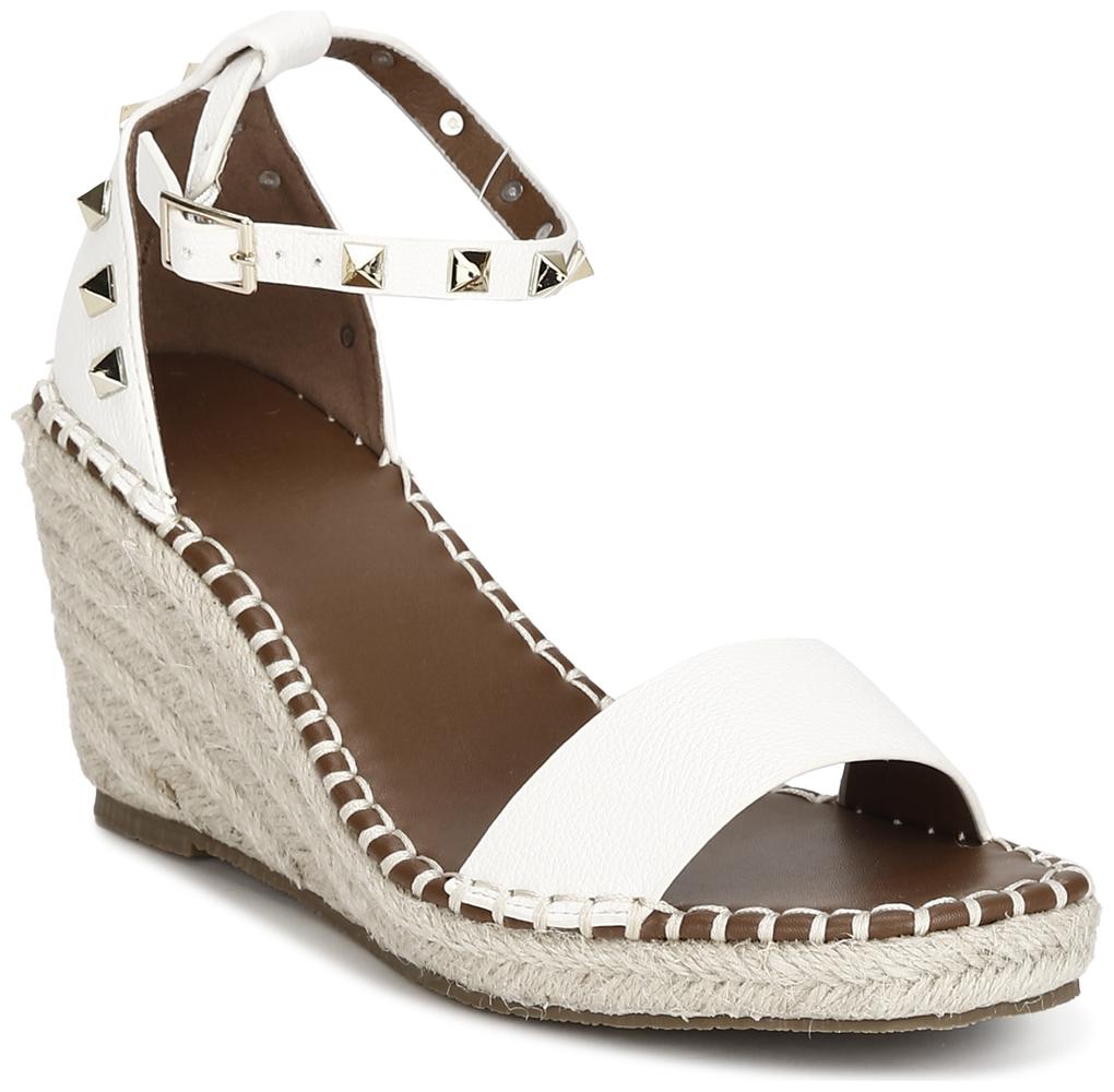 

Truffle Collection White Pu Straped Jute Wedges