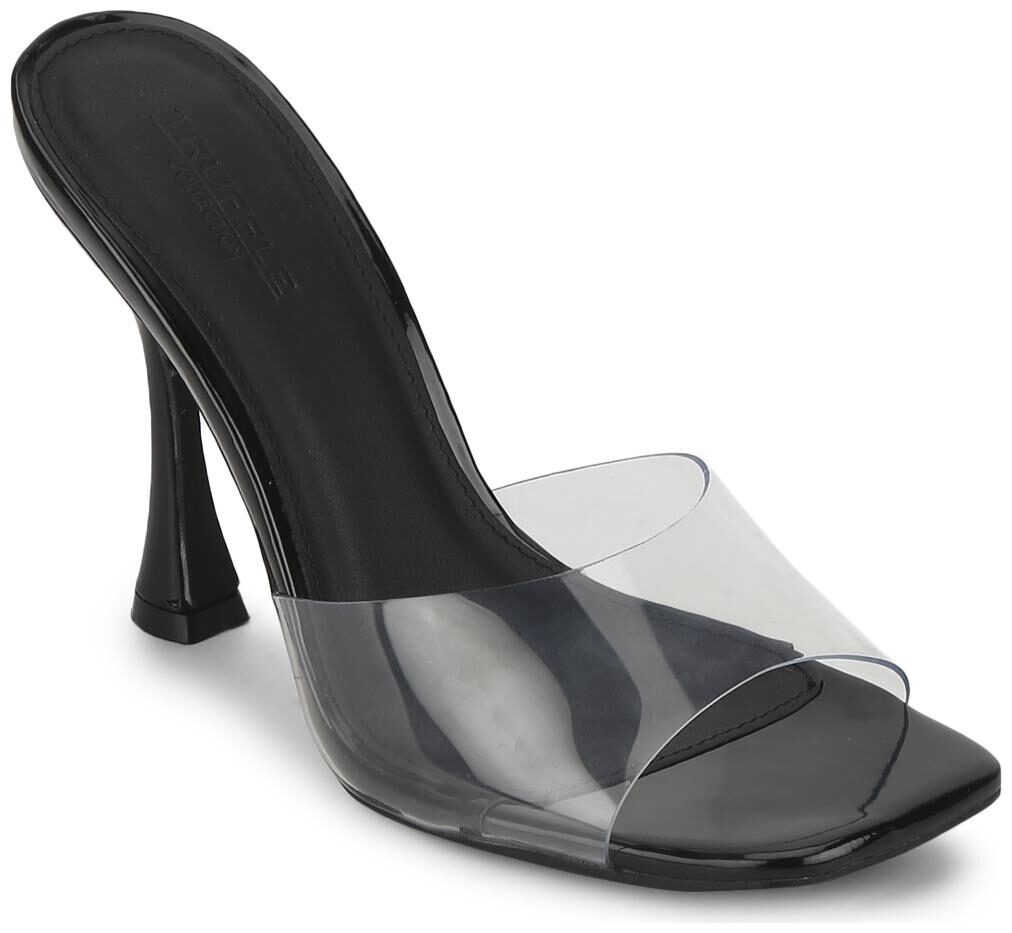 

Truffle Collection Black Patent PU Clear High Heel Mules
