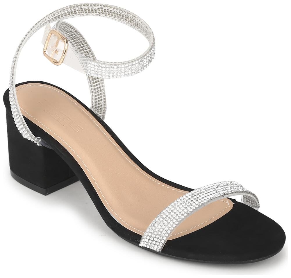 

Truffle Collection Black Micro Diamante Low Block Heels