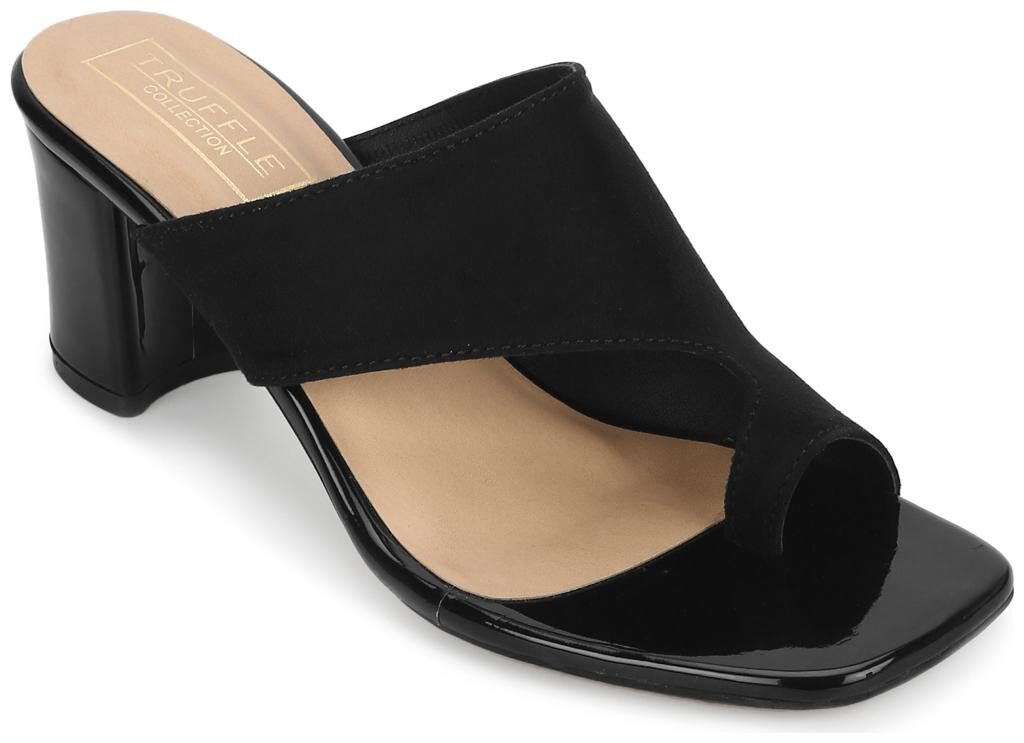

Truffle Collection Black Suede Square Toe Mules