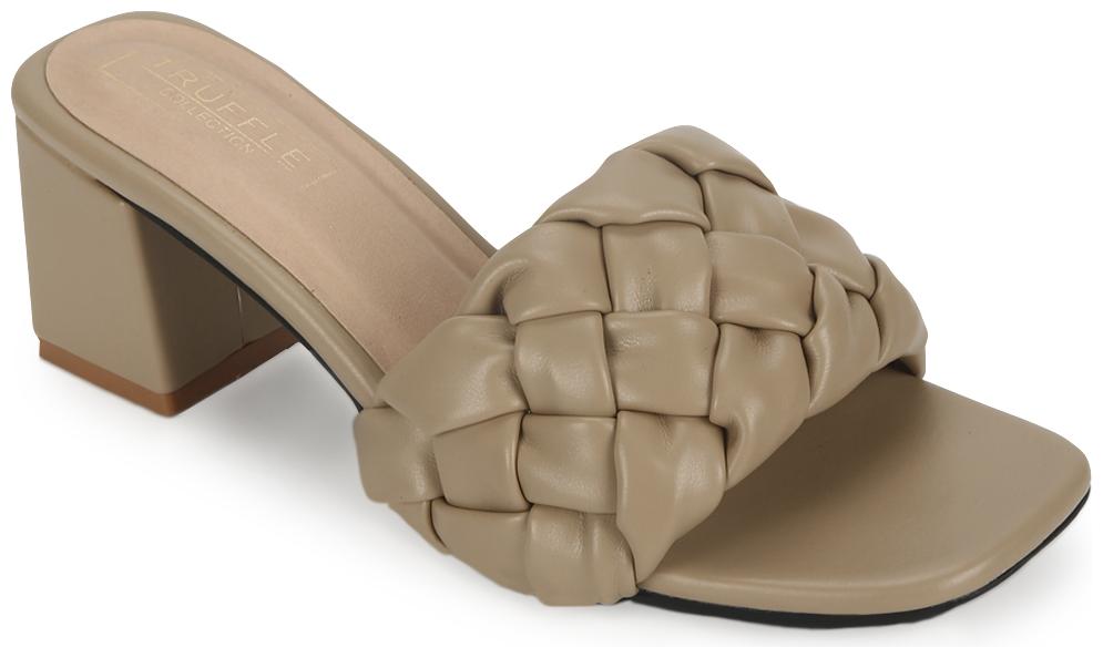 

Truffle Collection Nude PU Mules With Block Heels