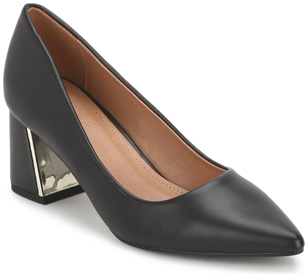 

Truffle Collection Black PU Belly Low Block Heels