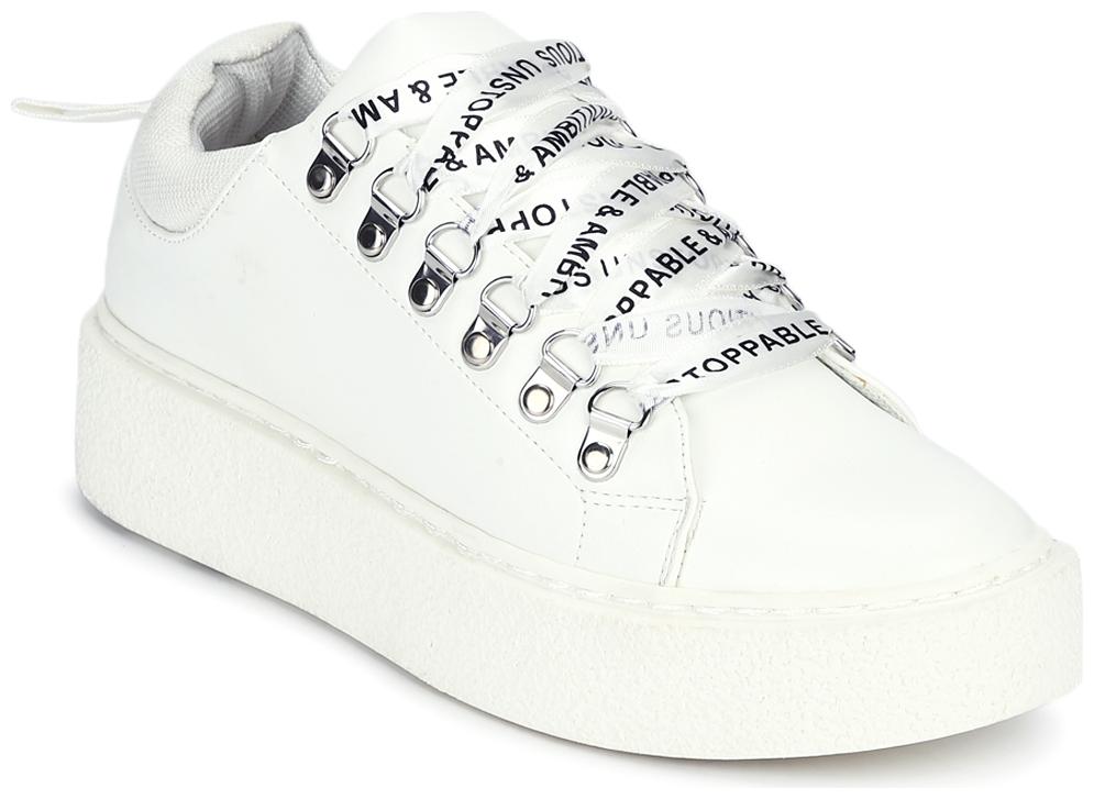 

Truffle Collection White PU Lace-Up Sneakers