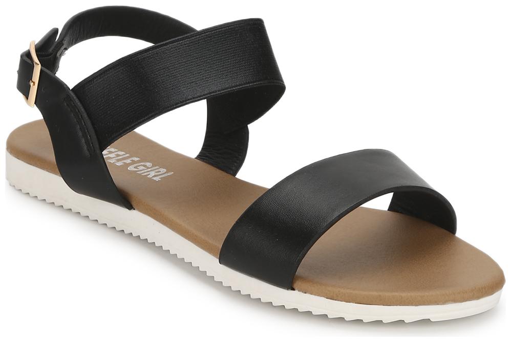 

Truffle Collection Black Ankle Strap Slip-on Sandals
