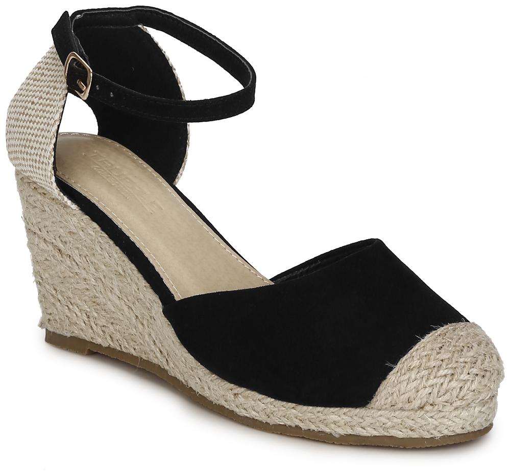 

Truffle Collection Black Micro Back Open Jute Wedges