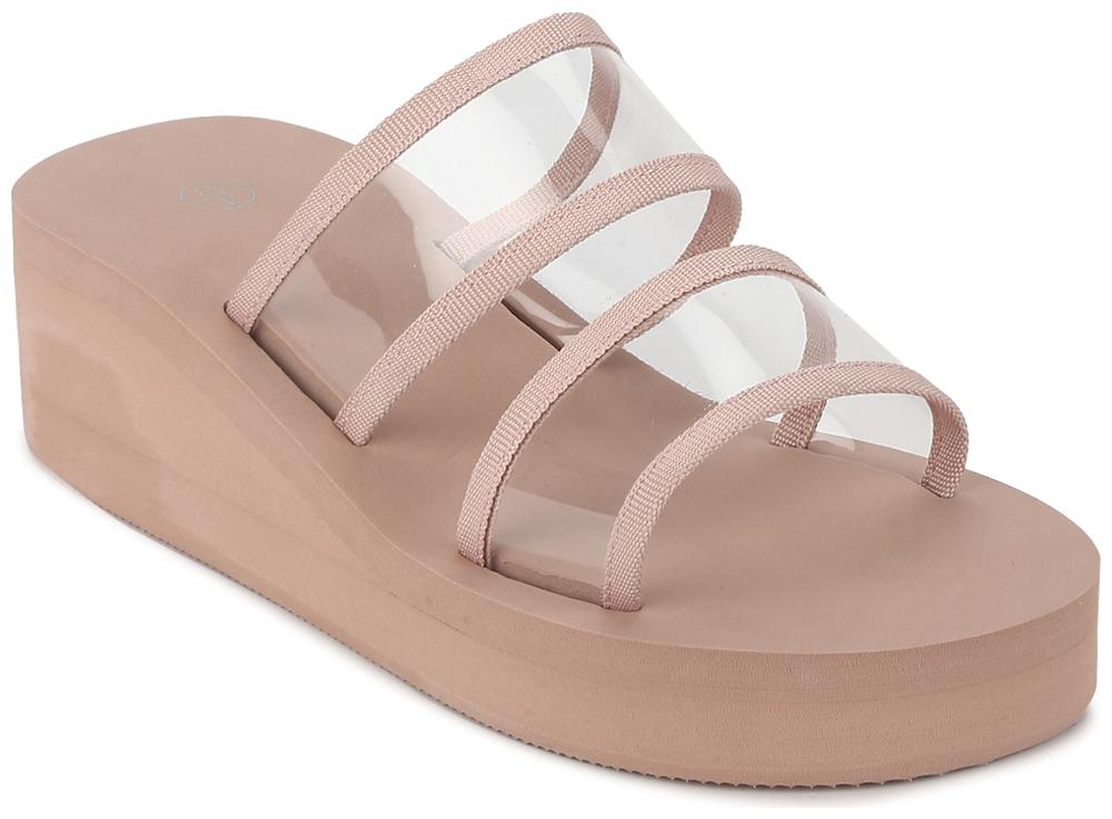 

Truffle Collection Nude PVC Mid Heel Slip On Wedges