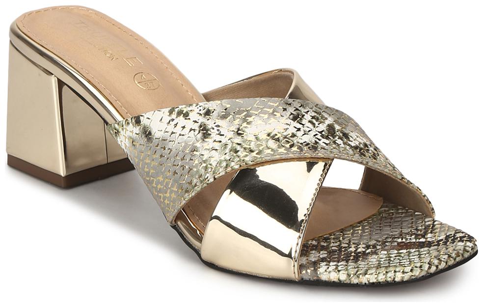

Truffle Collection Gold PU Crossover Mules