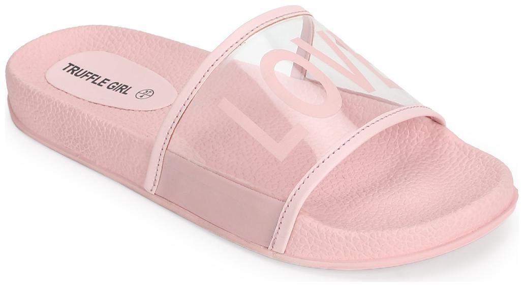 

Truffle Collection Clear Pink PU Slip Ons