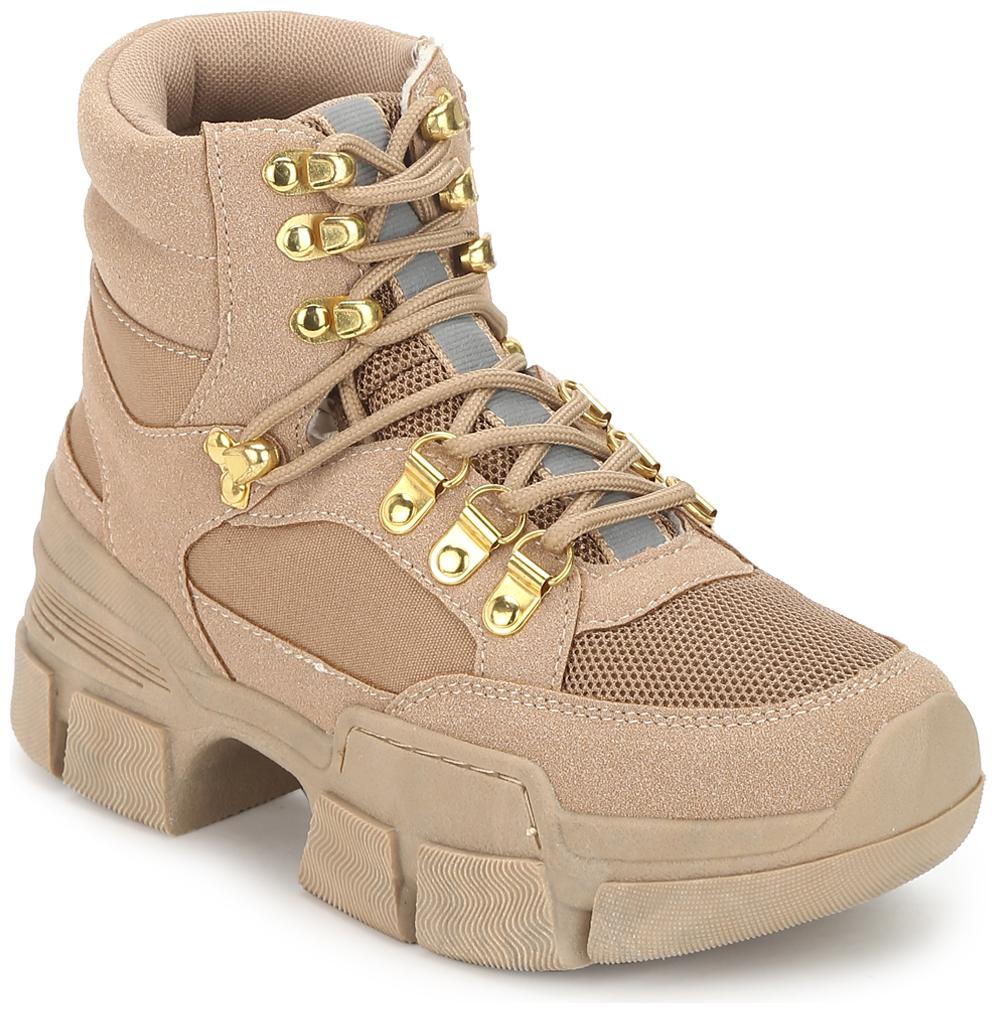 

Truffle Collection Sand Micro Heeled Lace-Up Sneakers
