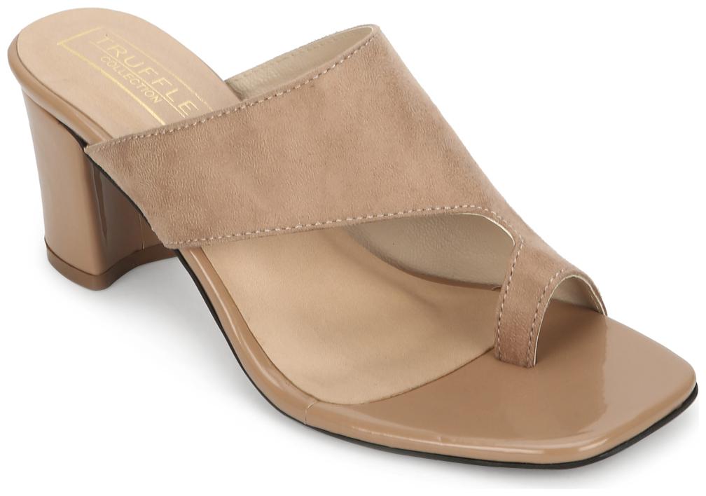 

Truffle Collection Beige Suede Square Toe Mules