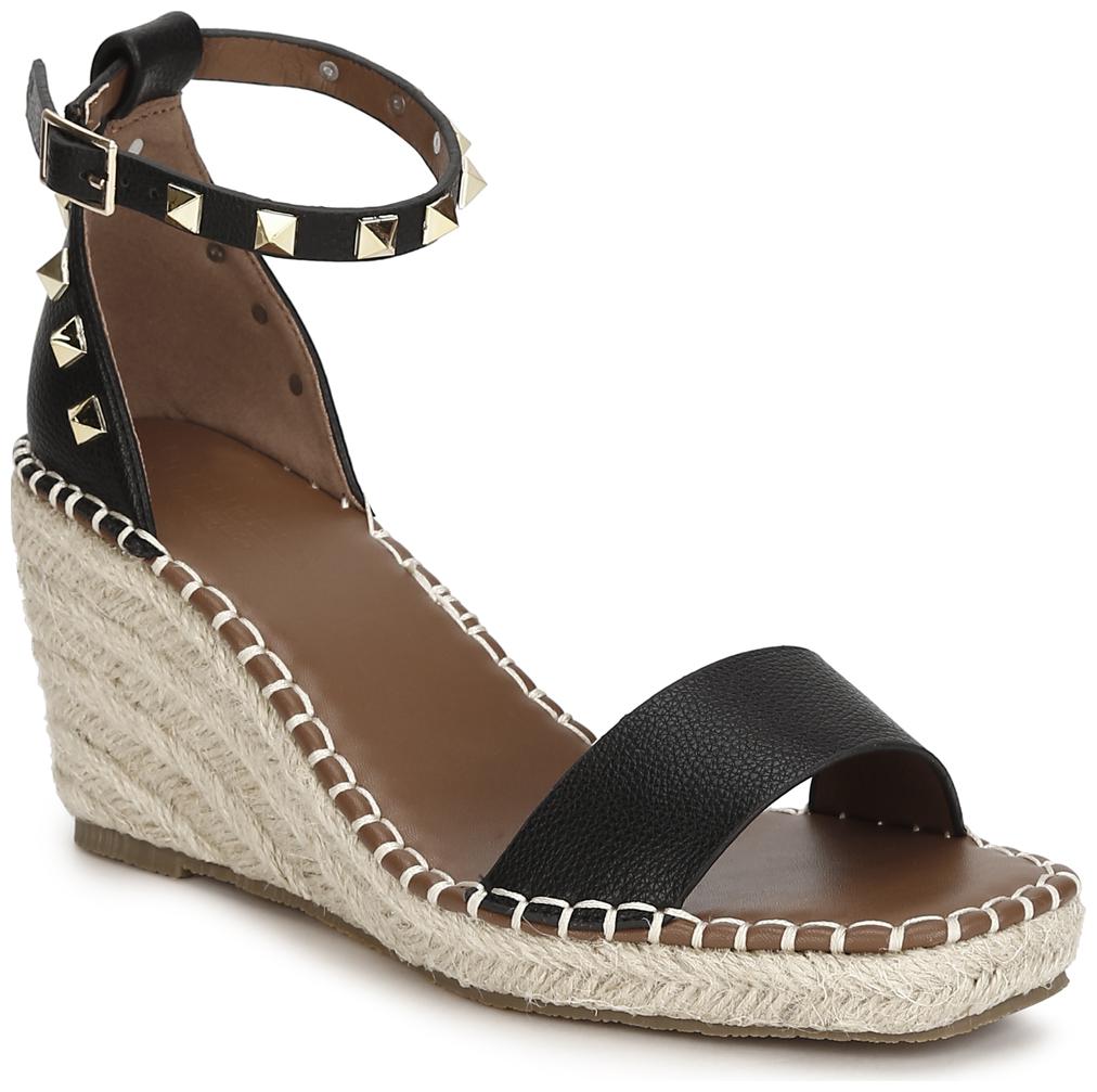 

Truffle Collection Black Pu Straped Jute Wedges