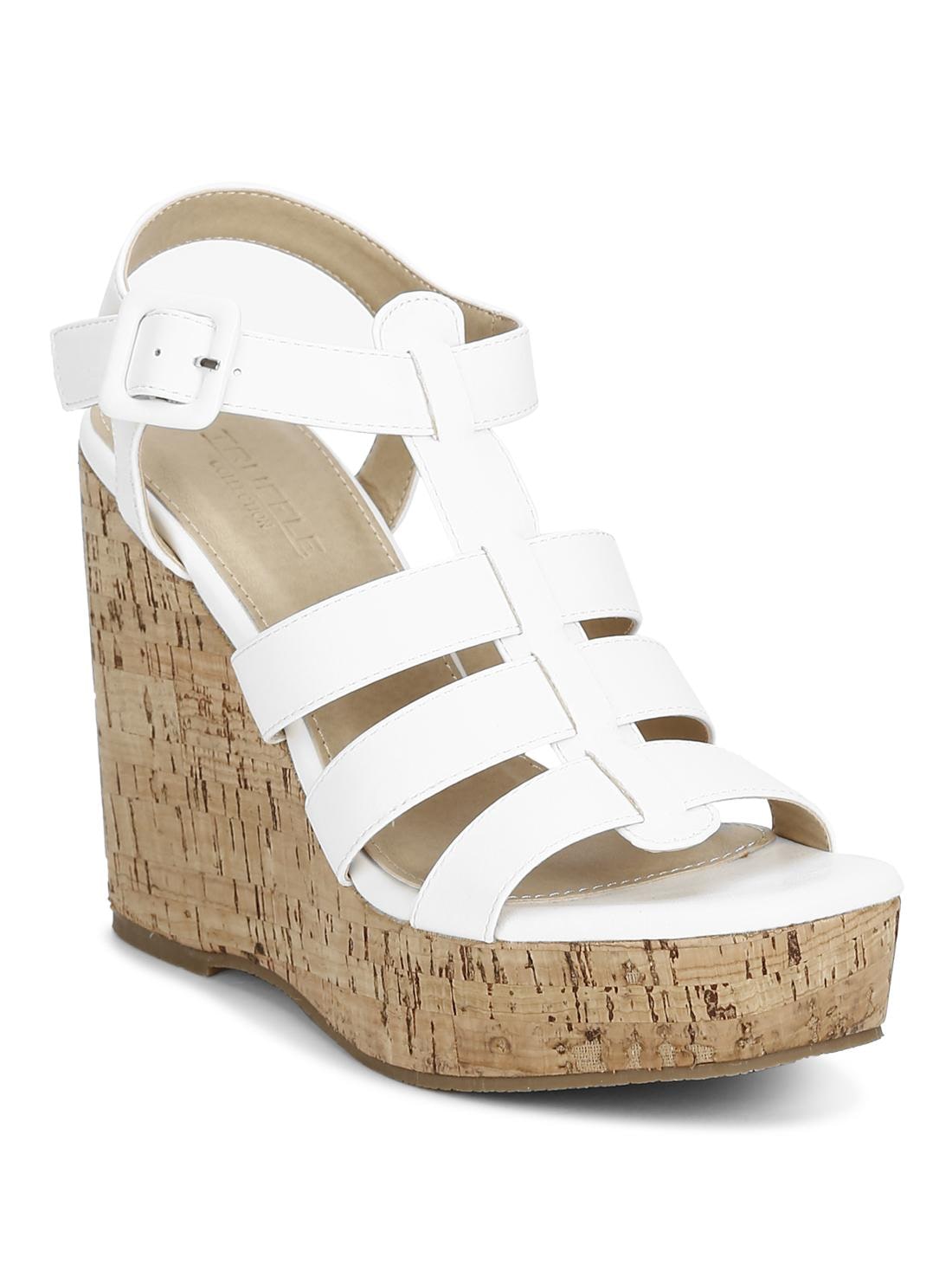 

Truffle Collection White Pu Strapped Wedges