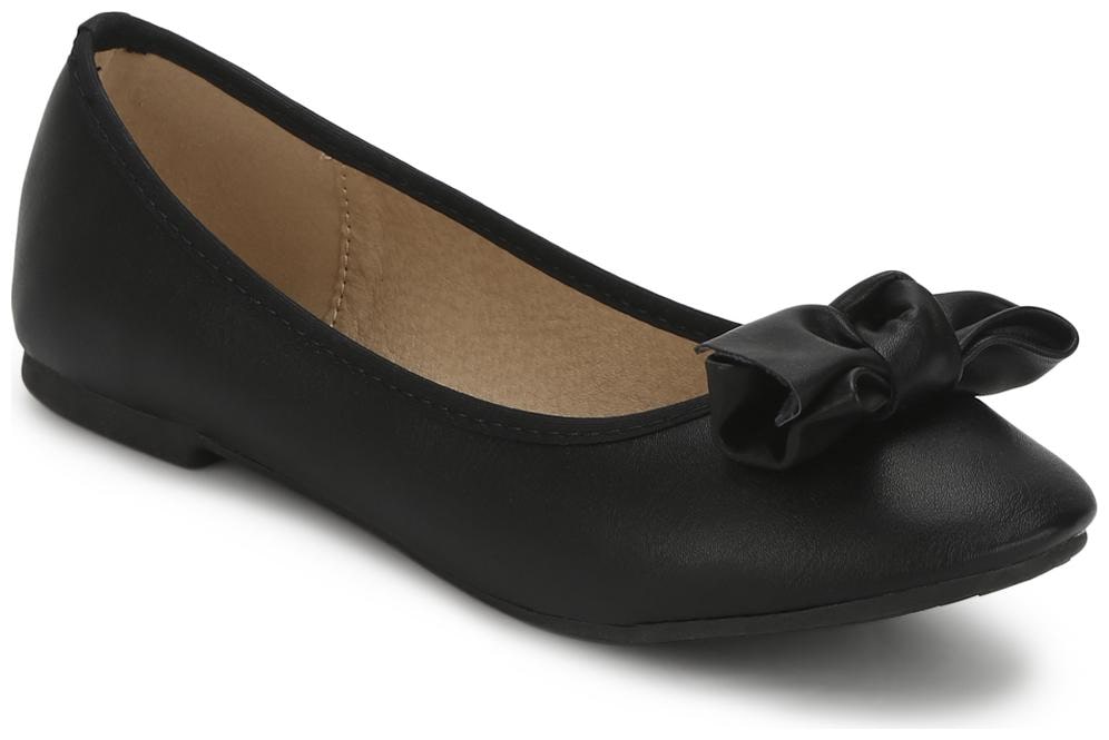 

Truffle Collection Black PU Big Bow Belly Flats