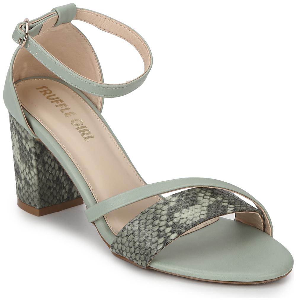 

Truffle Collection Green PU Block Heels
