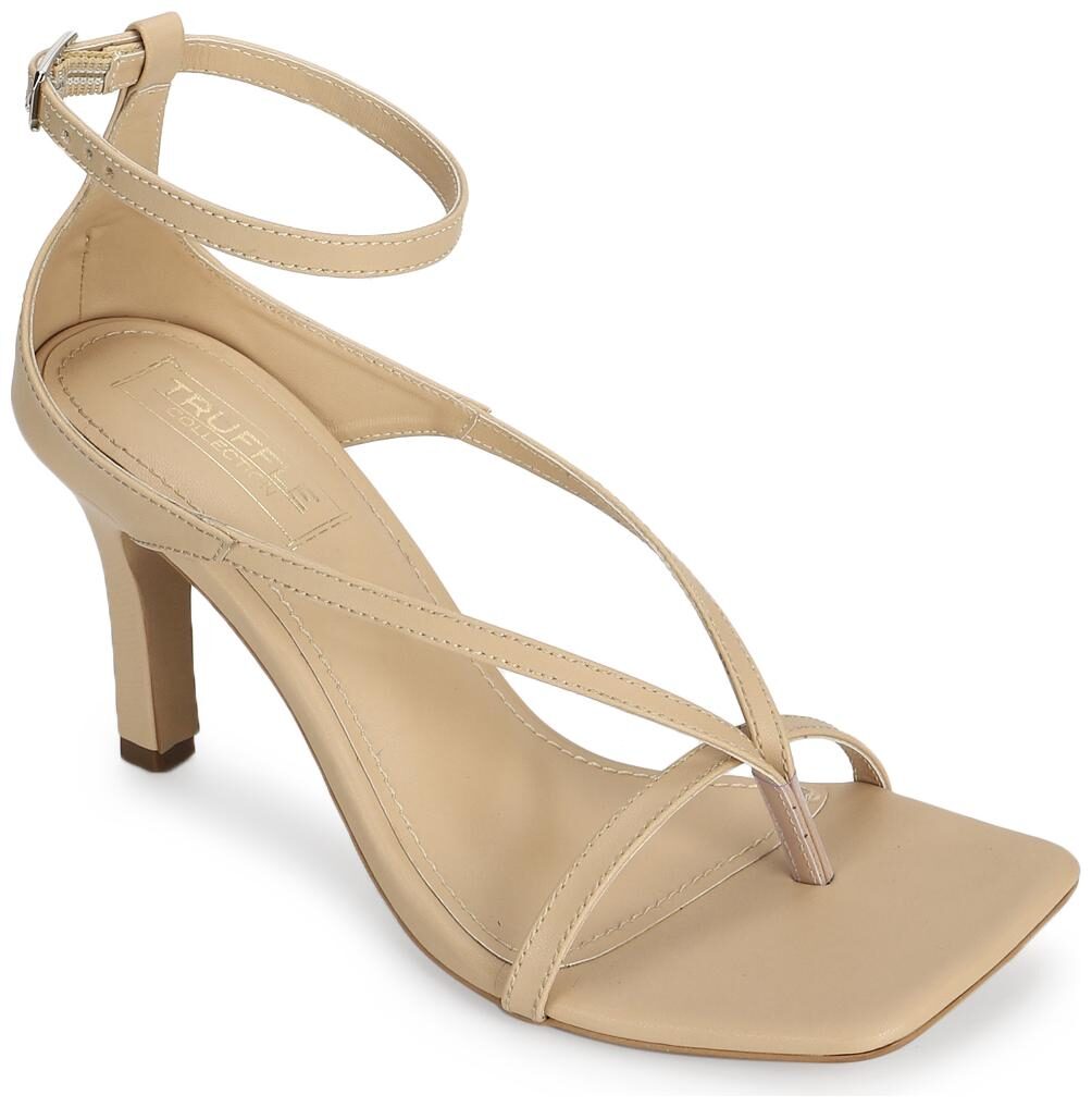 

Truffle Collection Beige PU Stilettos with Ankle Strap