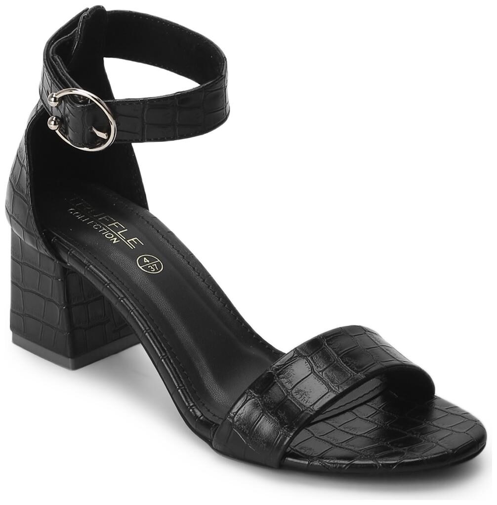 

Truffle Collection Black PU Sandals With Ankle Strap