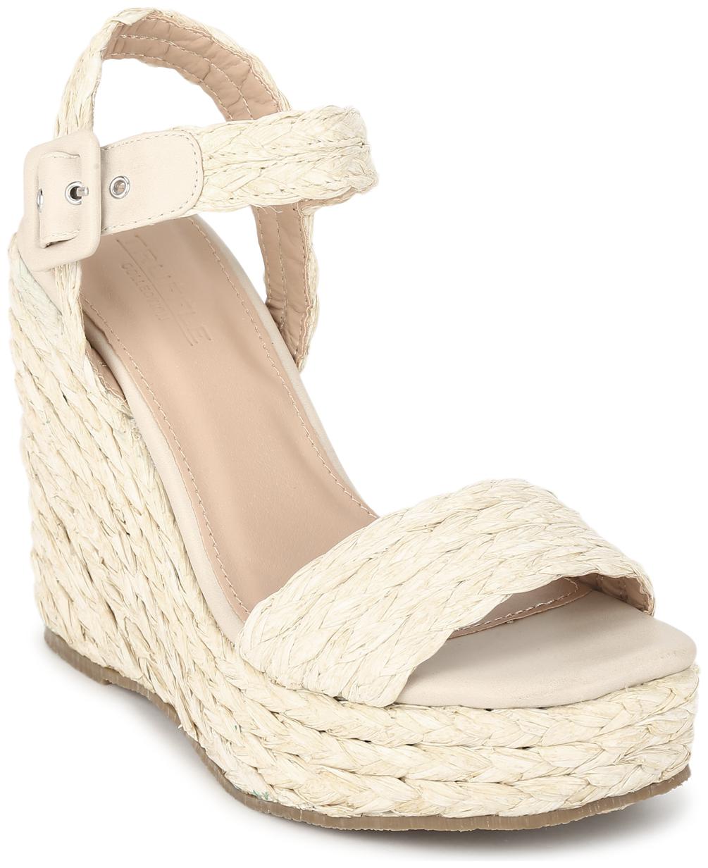

Truffle Collection Natural Woven PU Wedges