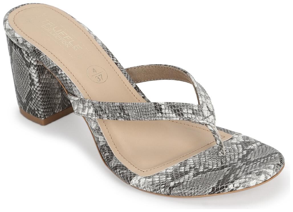 

Truffle Collection Grey Snake PU Slip On High Heel Mules