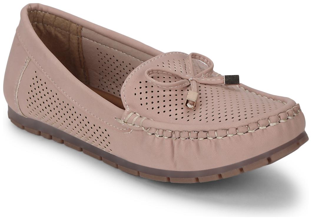 

Truffle Collection Nude PU Loafers With Bow