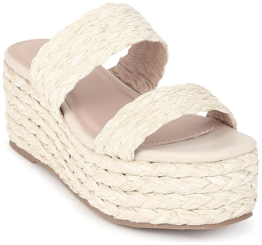 

Truffle Collection Natural Woven PU Wedges
