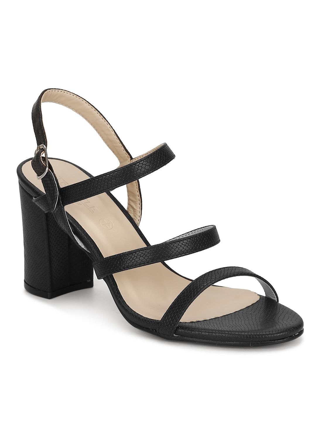 

Truffle Collection Black Snake Pu High Block Heels