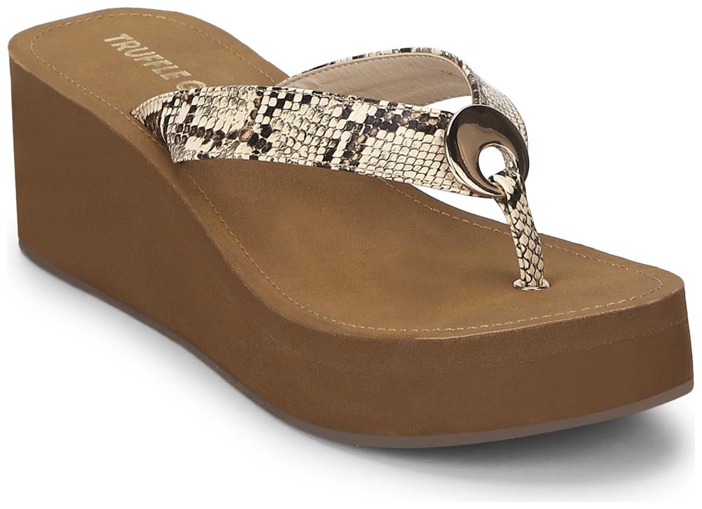 

Truffle Collection Beige PU Slip On Wedges