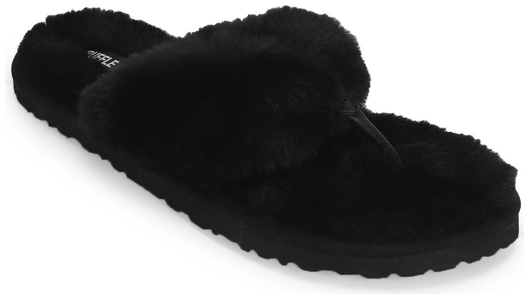 

Truffle Collection Black Fur Flip Flops