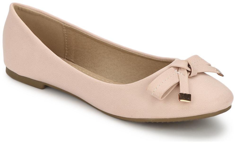 

Truffle Collection Dusty Pink PU Bow Detail Flat Ballerinas