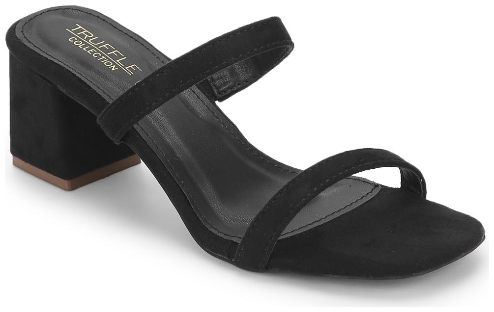 

Truffle Collection Black Micro Low Block Heel Mules