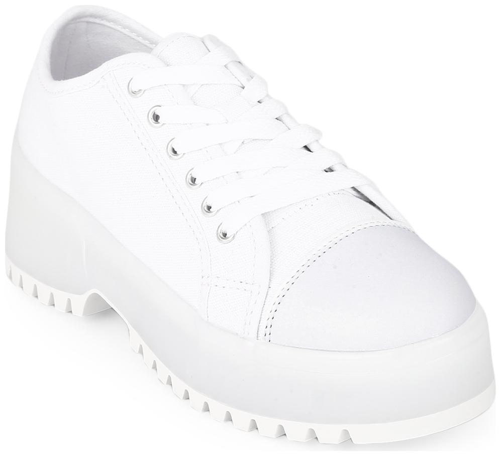 

Truffle Collection White Canvas Lace Up Low Heel Shoes
